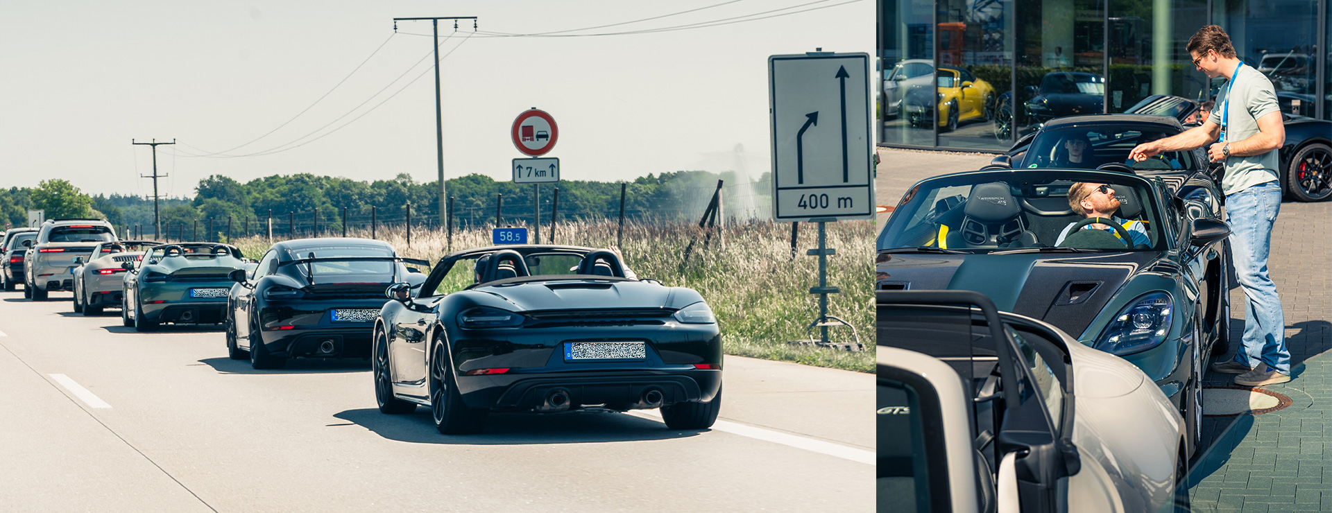 Ein Porsche Sportwagen fährt auf einer Rennstrecke.